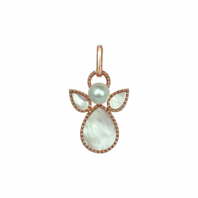 Pendentif Isabelle Langlois Mon Ange en or rose et nacre blanche, perle blanche